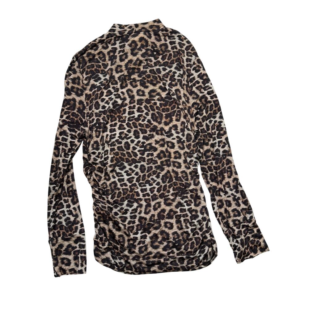 Farm Rio Mock Neck Ruched Leopard Print Stretch Jersey Top Women’s XL NWT - Picture 2 of 13